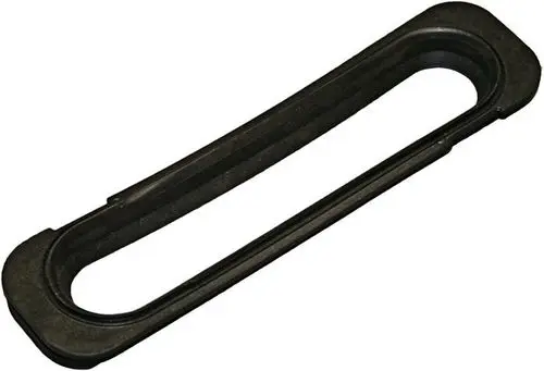 Schwarze ovale Dichtung aus Gummi, passend für Abgassammler, mit klaren Konturen und einer glatten Oberfläche, hergestellt von Bosch.